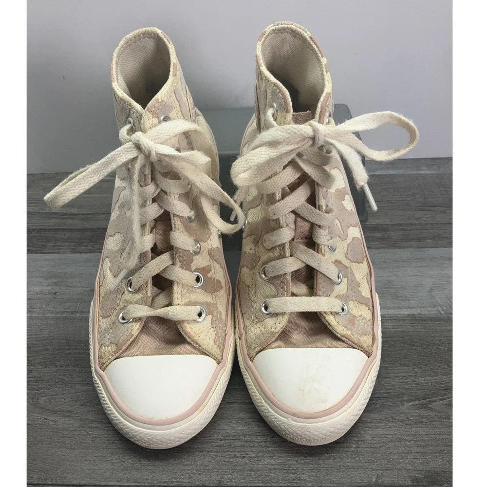 Converse Chuck Taylor All Star Youth 2 Pink Tan Camo High Top Sneakers A10048F
